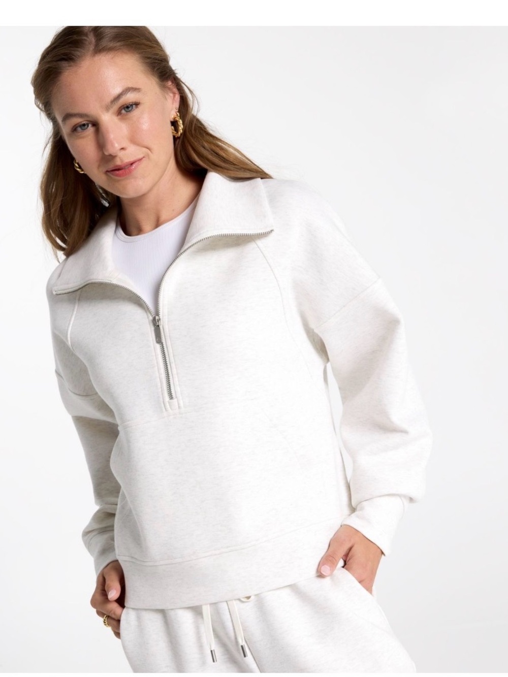 CALIA’s Women’s Soft Scuba 1/4 Zip Pullover Color Light Gray Size Small - Picture 7 of 7